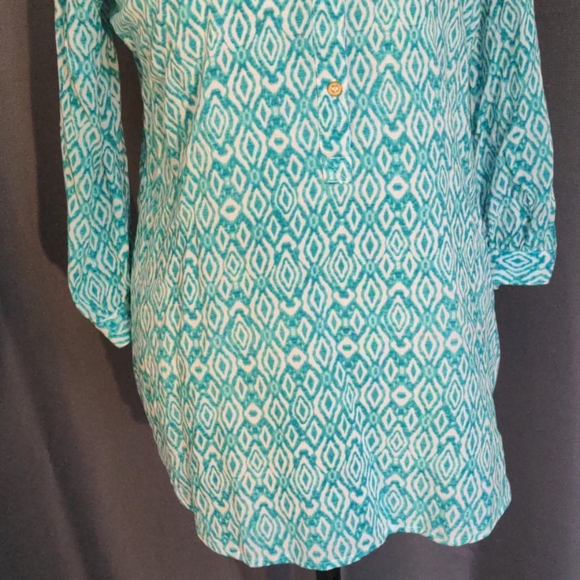 Turquoise white tunic top - great for Easter! - Picture 3 of 5